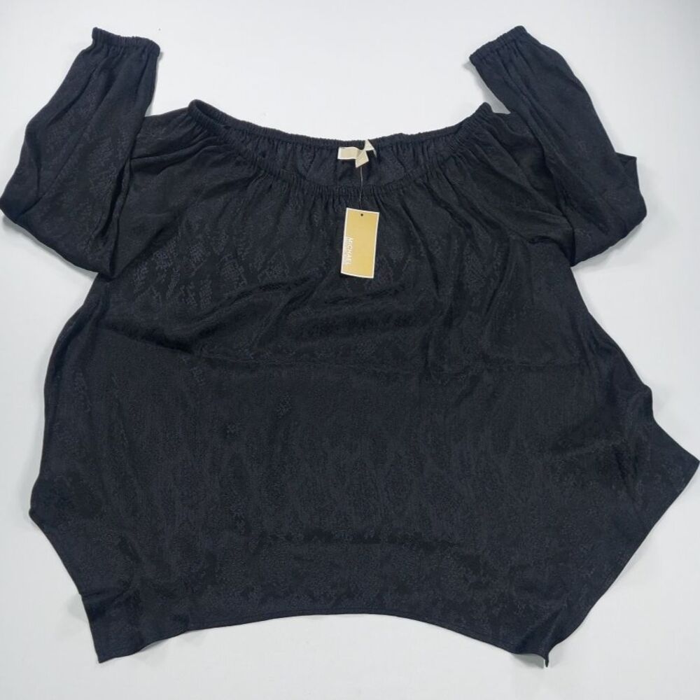 MICHAEL Michael Kors Womens Plus Size 0X Black Off Shoulder Blouse Top NWT